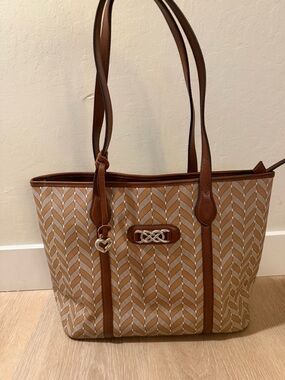 Brighton Brown and Cream Chevron Woven Tote